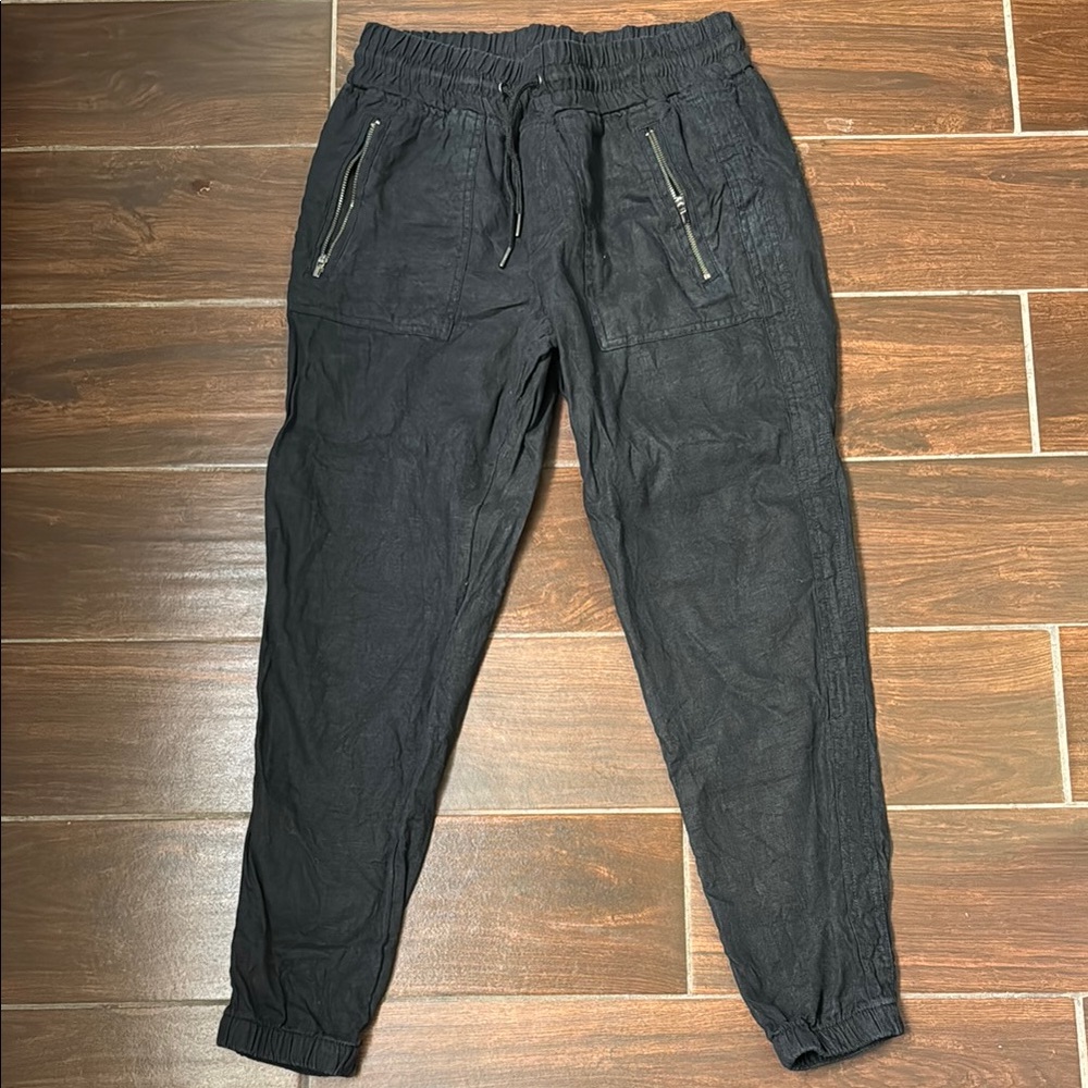 Women's athleta linen Black Jogger Pants size 2